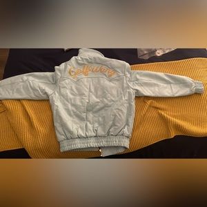 Golf Wang light blue zip up leather jacket size small